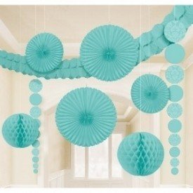 Kit Decoracion Damasco Color Azul Pastel