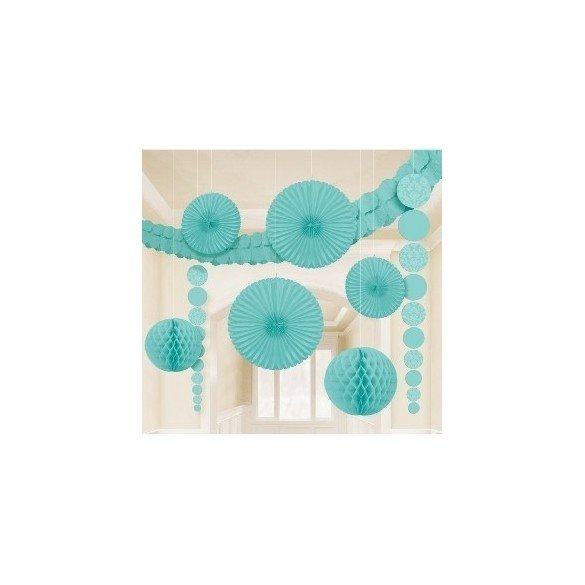 Kit Decoracion Damasco Color Azul Pastel