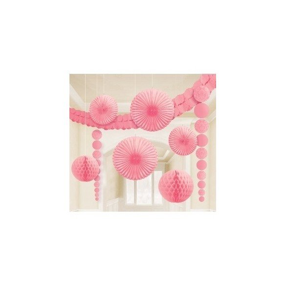 Kit Decoracion Damasco Color Rosa