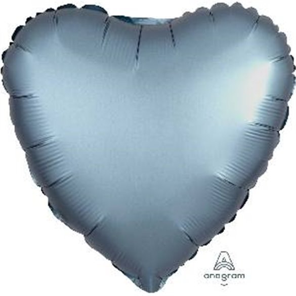 Globo Corazon color satin Azul Acero de 45cm