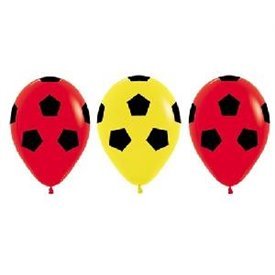 Globos Serigrafiado Balón De 30 cm aprox Color Rojo y Amarillo Solido (12 ud)