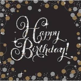 Servilleta Happy Birthday Prismatic Plata/Oro (16)