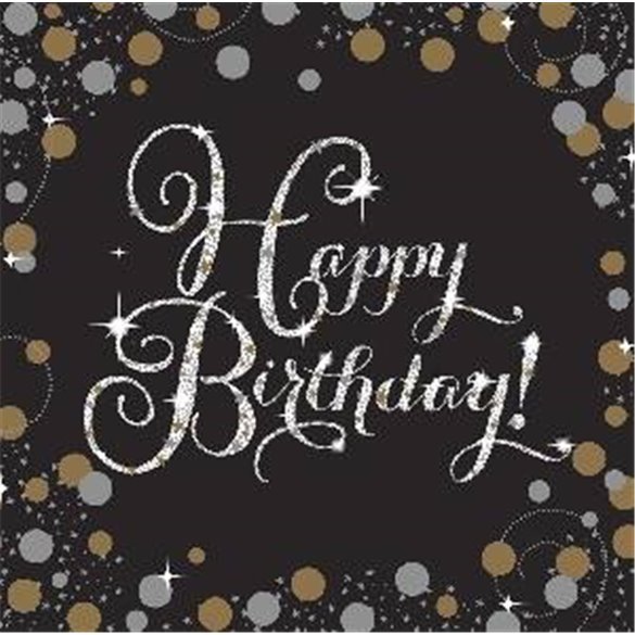 Servilleta Happy Birthday Prismatic Plata/Oro (16)