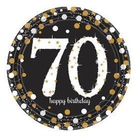 Platos Happy 70 Birthday Prismatic Plata/oro de 23 cm (8)