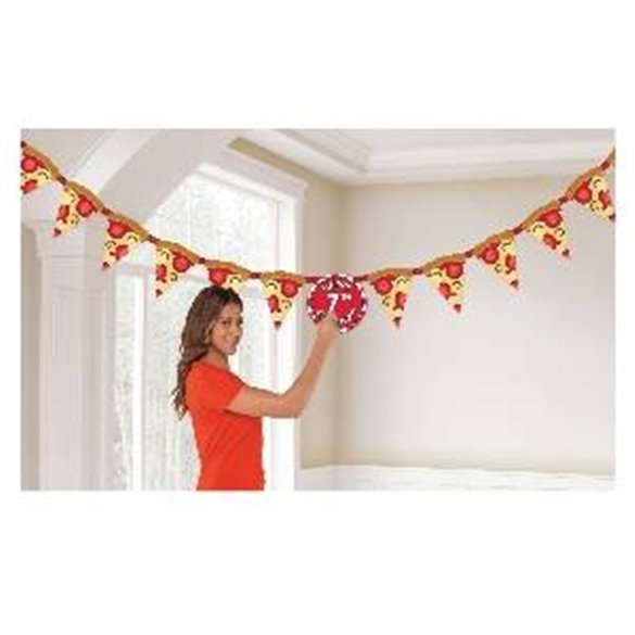 Banderin Pizza Party personalizable