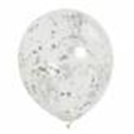 Globos Transparentes con Confetti Plateado (6)