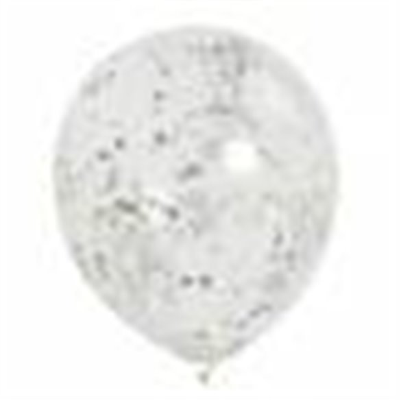 Globos Transparentes con Confetti Plateado (6)