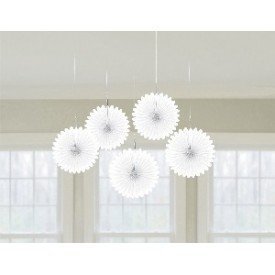 Farolillos Abanico color Blanco (5 de 15,2 cm)