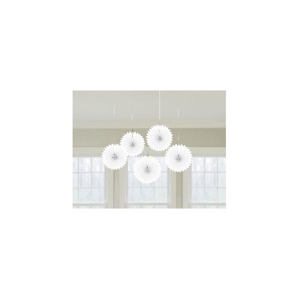 Farolillos Abanico color Blanco (5 de 15,2 cm)