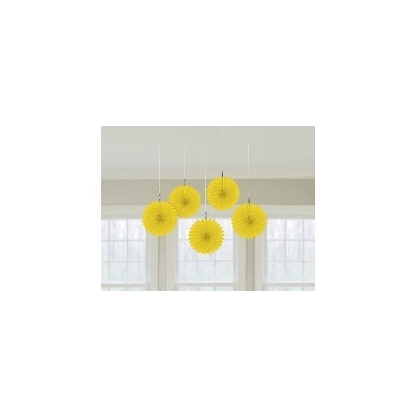Farolillos Abanico color Amarillo (5 de 15,2 cm)