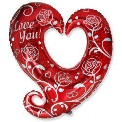 Globo Corazón y Rosas Filigrana Rojo de 32"