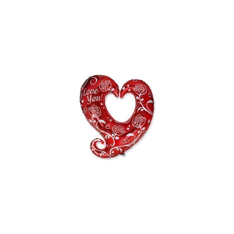 Globo Corazón y Rosas Filigrana Rojo de 32"