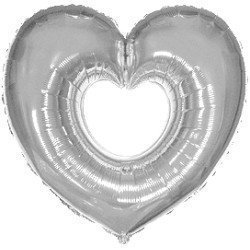 Globo Corazón Plata hueco de 69cm x 80cm aprox