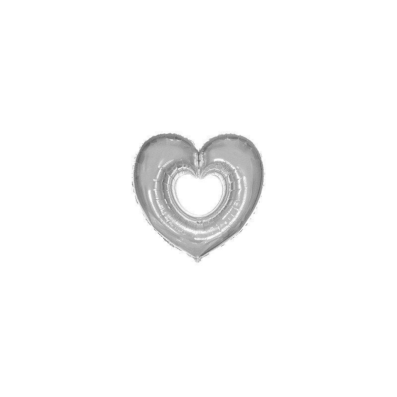 Globo Corazón Plata hueco de 69cm x 80cm aprox