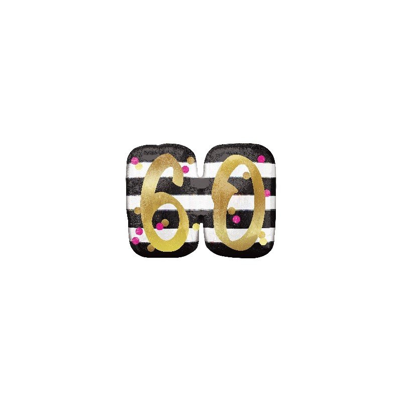 Globo 60 Años Rosa y Oro Metalizado superforma de 76cm aprox