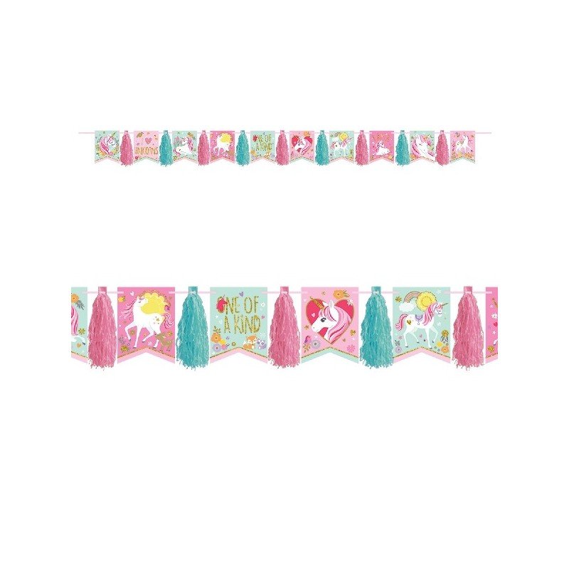 Guirnalda Pom pom Tassel de Unicornio Magico de 3,04 M Aprox