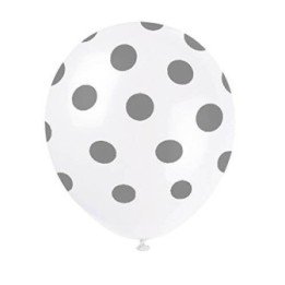 Articulo Globos blancos con puntos plata (6) de Unique