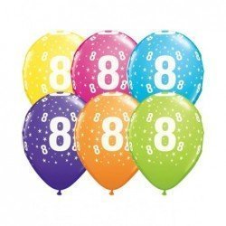 Globos impresos número 8 de 27cm Colores surtidos (25ud)