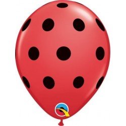 Globos látex Rojos con puntos negros 5" (100ud)