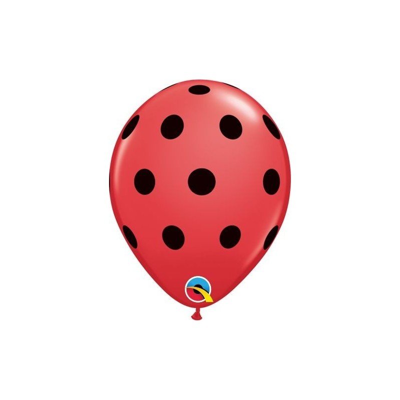 Globos látex Rojos con puntos negros 5" (100ud)