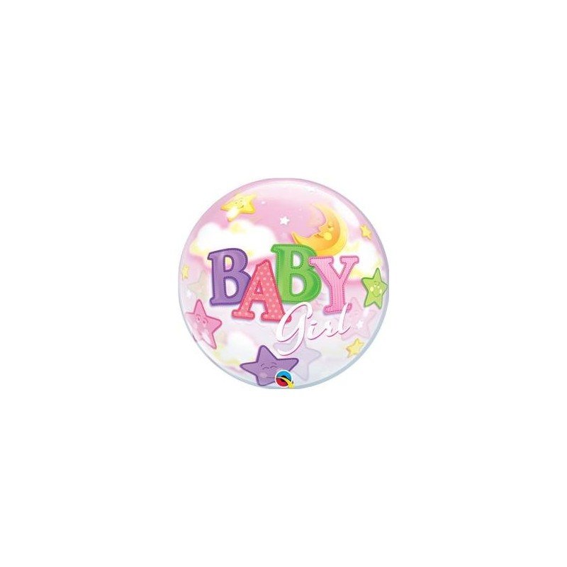 Globo burbuja Baby Girl Luna y estrellas de 56 cm AproxQL-23598 Qualatex