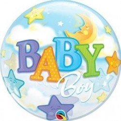 Globo burbuja Baby boy Luna y estrellas de 56 cm Aprox
