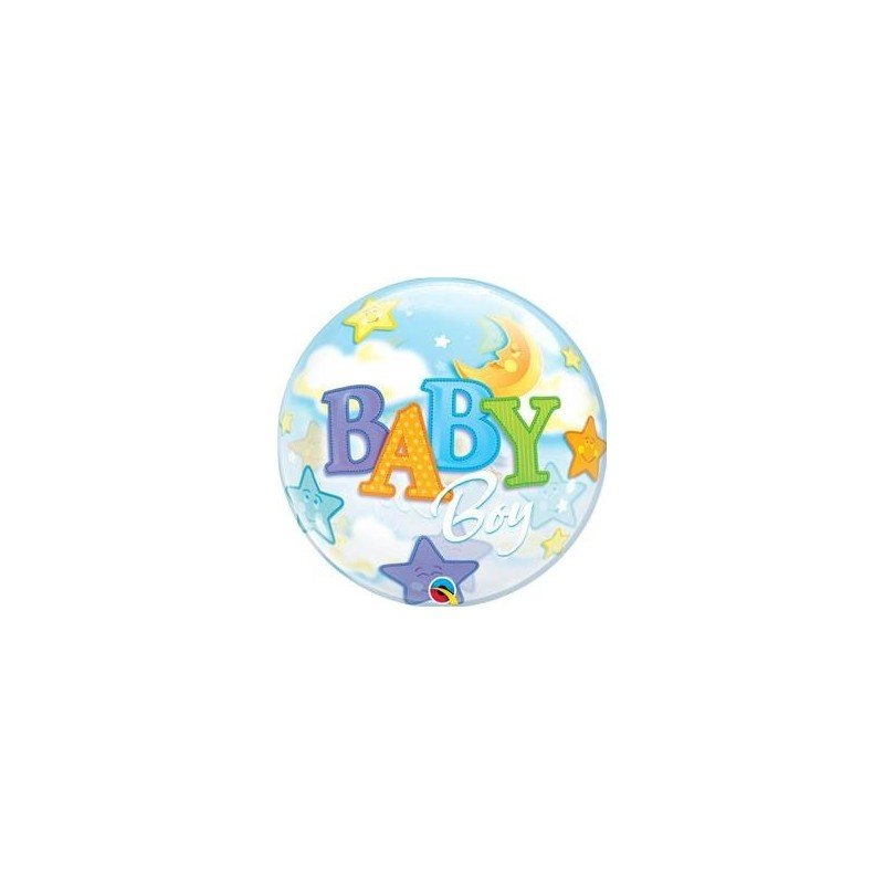 Globo burbuja Baby boy Luna y estrellas de 56 cm AproxQL-23597 Qualatex Globo burbuja Baby boy Luna y estrellas de 56 cm AproxQL-23597 Qualatex