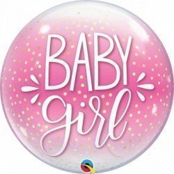 Globo Burbuja Baby Girl Rosa y lunares Blancos de 56 cm aprox