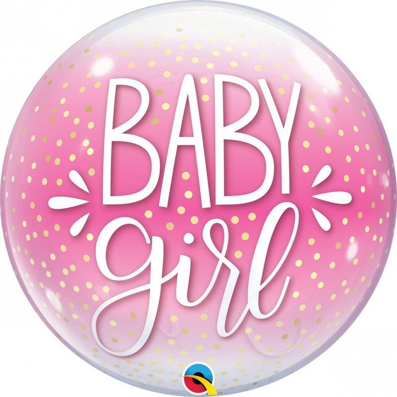 Globo Burbuja Baby Girl Rosa y lunares Blancos de 56 cm aprox